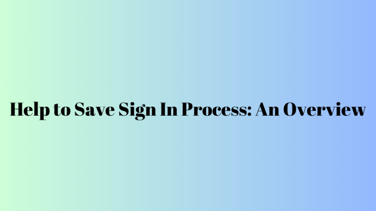 Help to Save Sign In